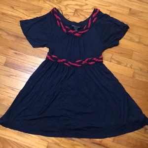 French Connection Navy and Red braided accent
